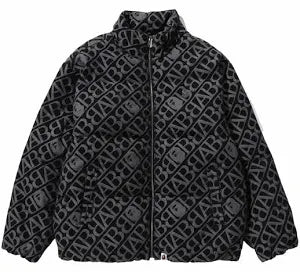 Bape Monogram Denim Puffer Down Jacket