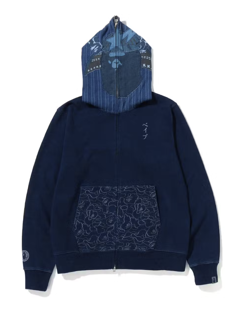 BAPE Samurai Indigo Full Zip Up Hoodie