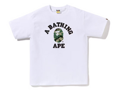 BAPE Woodland Camo College Logo White Tee