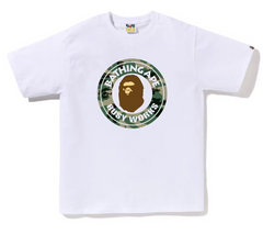 BAPE Woodland Camo Busy Works White Tee