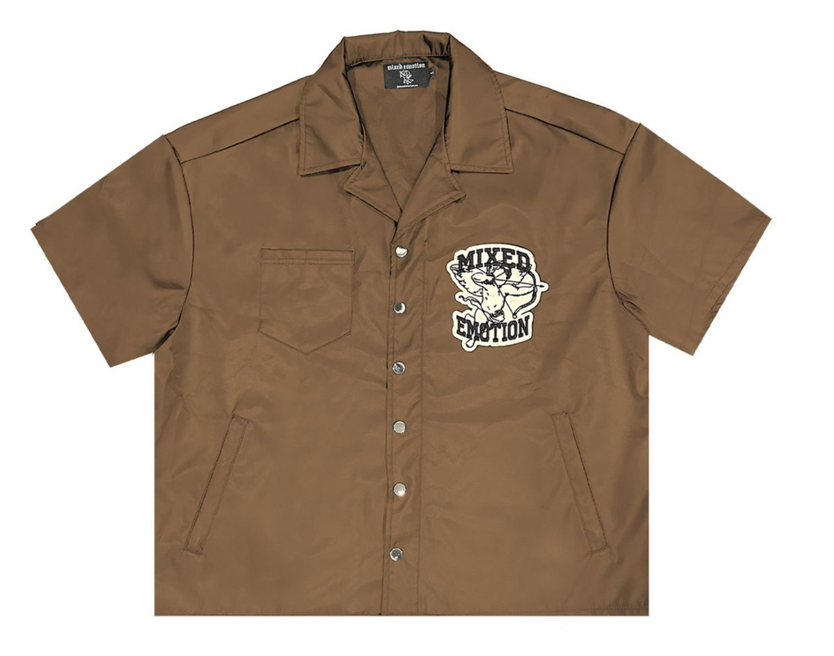 Mixed Emotion Brown “Angel” Nylon Shirt