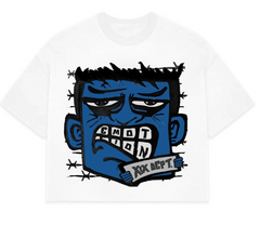 Mixed Emotion Blue “Monster” Cropped Tee