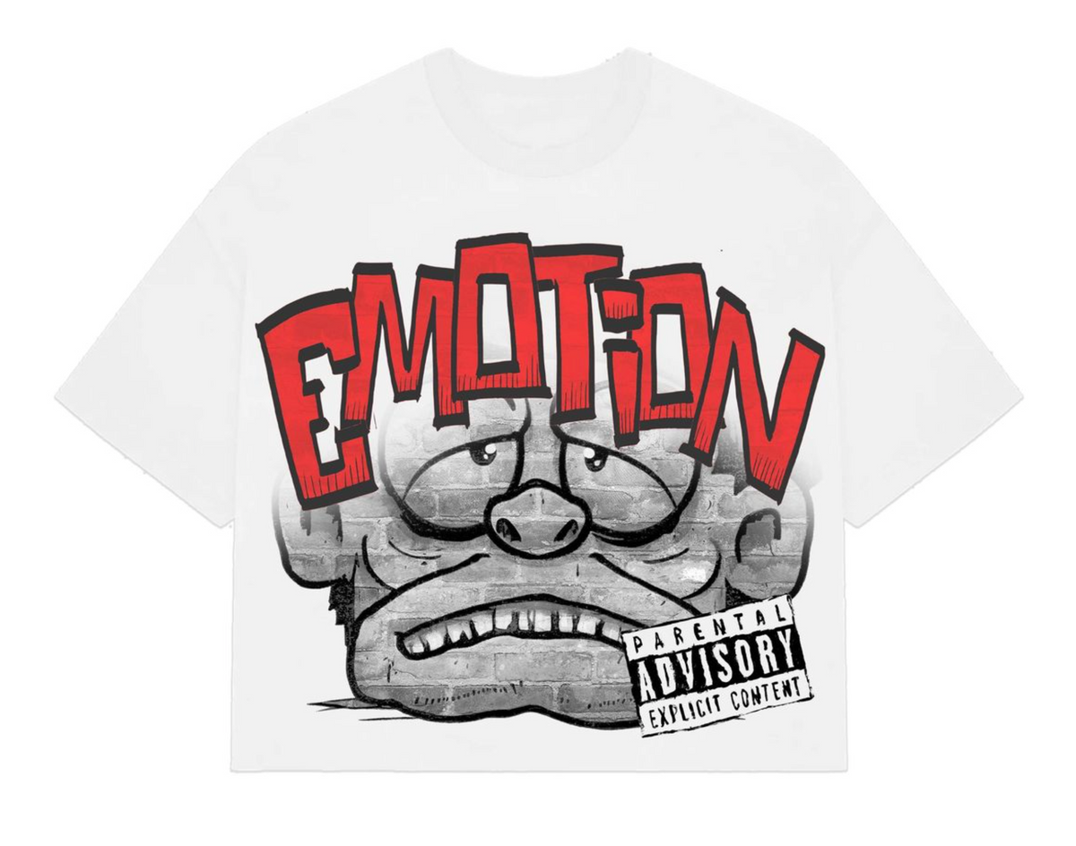 Mixed Emotion White “Monster” Cropped Tee