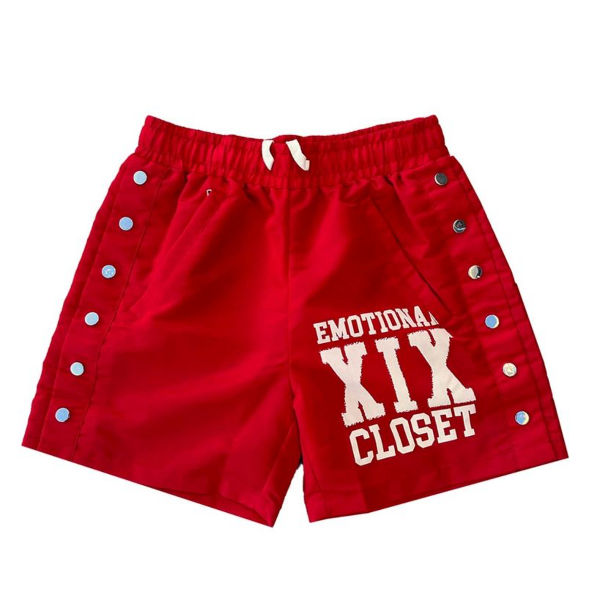 Mixed Emotion Red "Backyard" Nylon Shorts