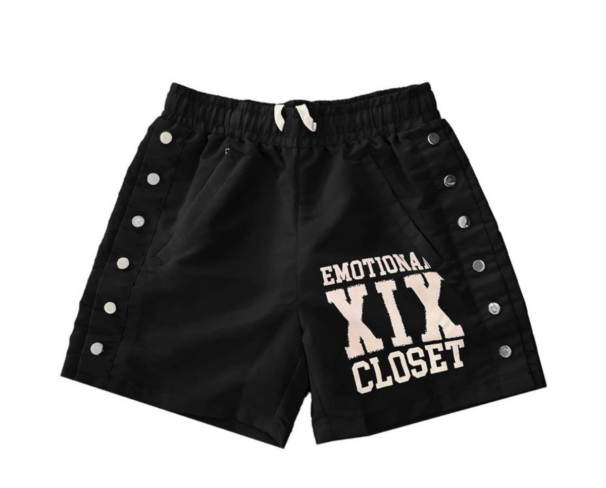 Mixed Emotion Black "Backyard" Nylon Shorts