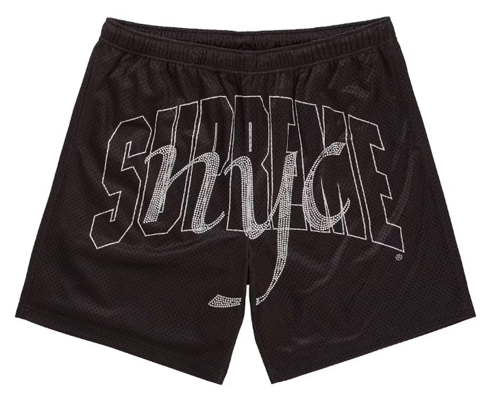 Supreme Rhinestone Mesh Shorts Black
