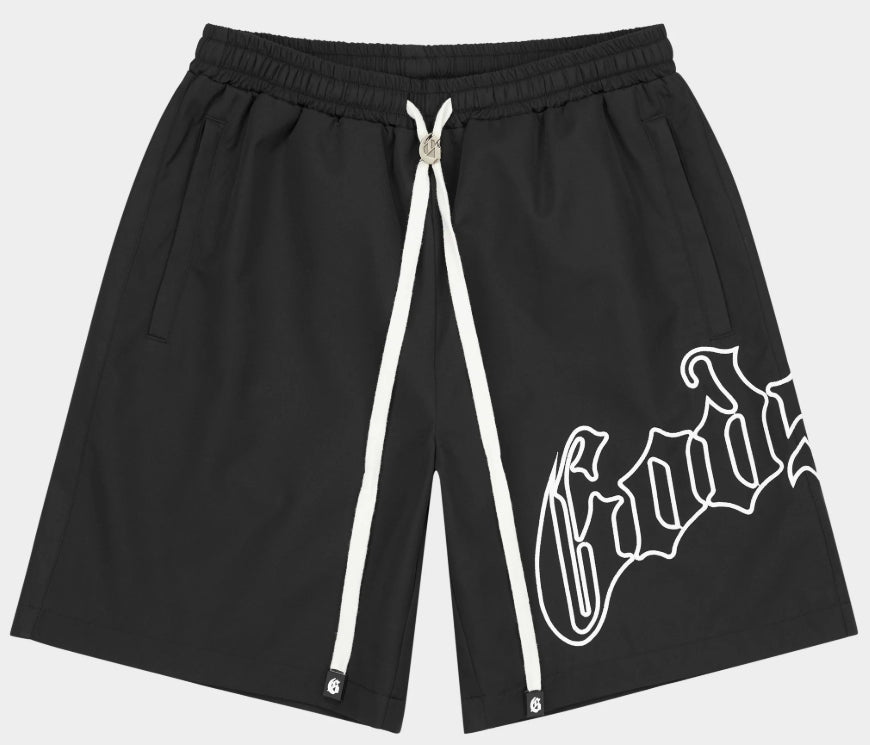 Godspeed OG Logo Nylon Shorts Black White