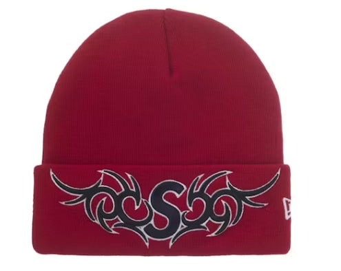 Supreme New Era Tribal S Logo Beanie Red