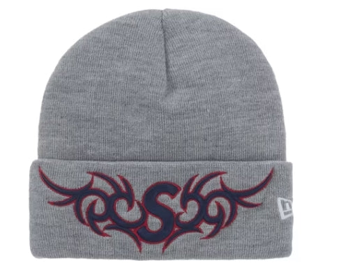 Supreme New Era Tribal S Logo Beanie Heather Grey