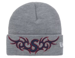 Supreme New Era Tribal S Logo Beanie Heather Grey