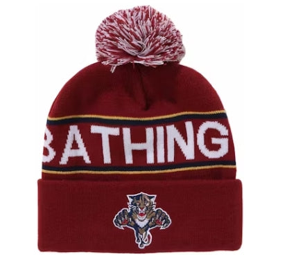 Bape x Mitchell & Ness NHL Pom Beanie Burgundy