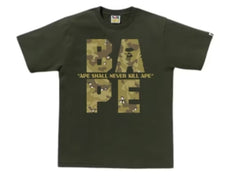 BAPE Bitmap Logo Tee Olive Drab