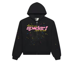 Sp5der Punk V2 Zip Up Hoodie Black