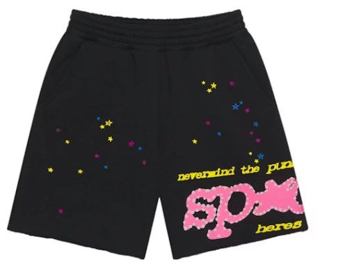 Sp5der Punk V2 Sweatshorts Black