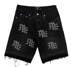 Mixed Emotion ME Rhinestone Denim Shorts