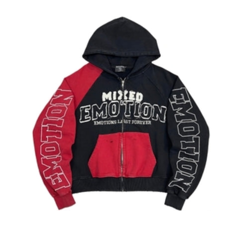 Mixed Emotion Red Split Decision Hoodie