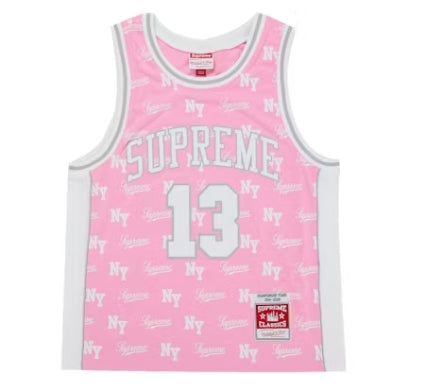 Supreme Mitchell & Ness Monogram Basketball Jersey Pink