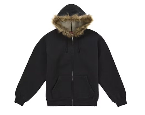 Supreme Faux Fur Zip Up Hoodie Black
