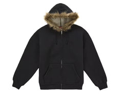 Supreme Faux Fur Zip Up Hoodie Black