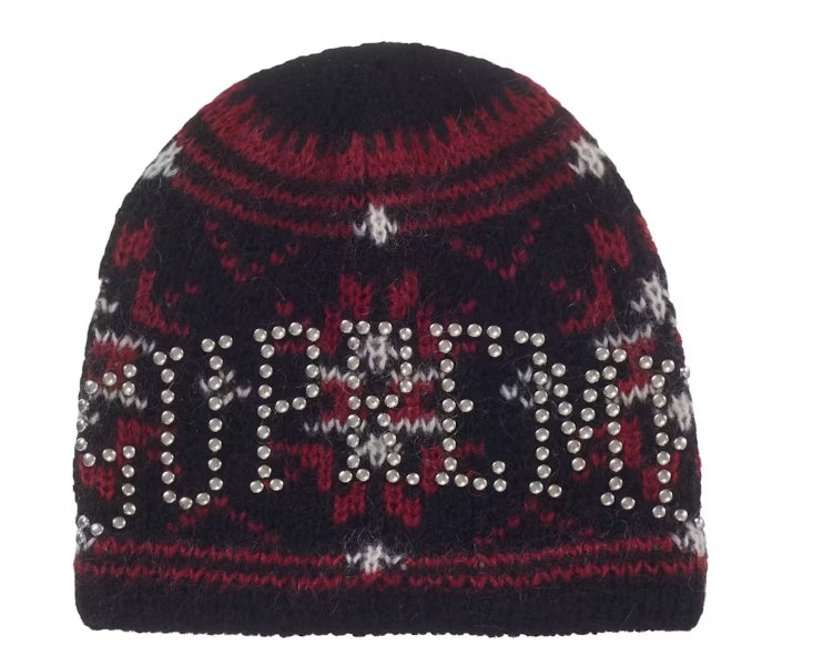 Supreme Studded Fair Isle Beanie Black