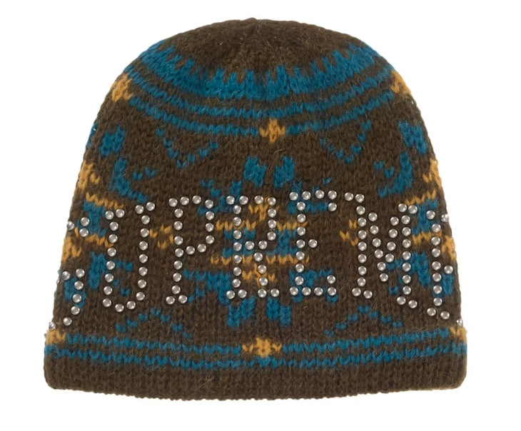 Supreme Studded Fair Isle Beanie Olive