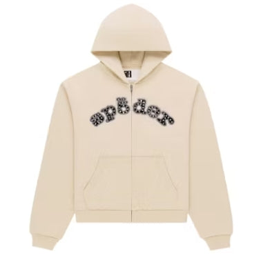 Sp5der Mixed Stone OG V2 Zip Hoodie Cream