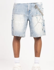 GUAPI Aqua Blue Spider Denim Shorts