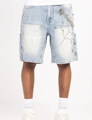 GUAPI Aqua Blue Spider Denim Shorts