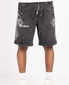 GUAPI Vintage Black Distressed Denim Shorts