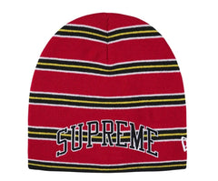 Supreme New Era Stripe Beanie Red