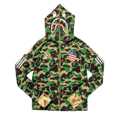 Bape x Adidas SB Shark Hoodie Green Pre-Owned