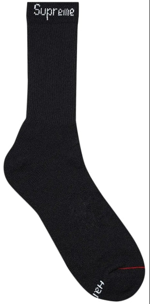 Supreme/Hanes Black Crew Socks 1 Pair