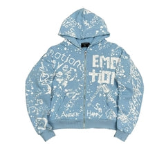 Mixed Emotion Blue Graffiti Hoodie