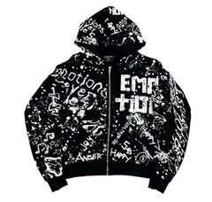 Mixed Emotion Black Graffiti Hoodie