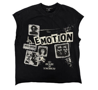 Mixed Emotion Newspaper Sleeveless Tee