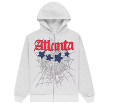 Sp5der "Atlanta" Full Zip Up Hoodie Grey