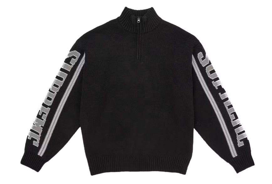 Supreme Jacquard Sleeve Half Zip Sweater Black