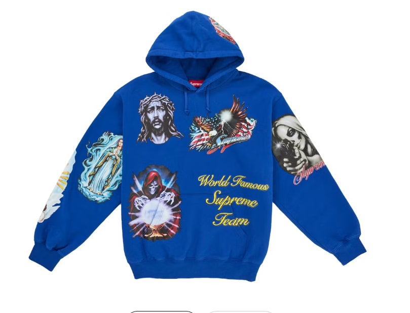 Supreme Stickers Hooded Sweatshirt Royal