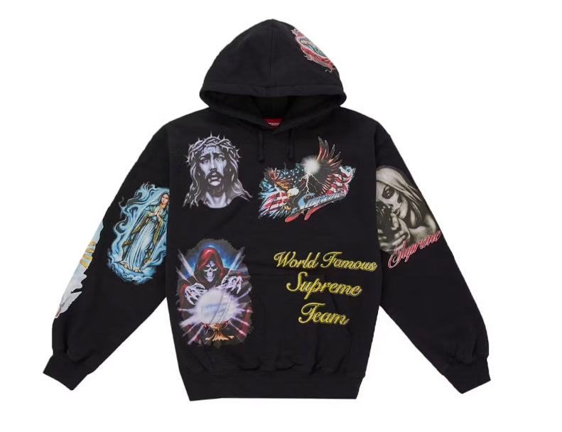Supreme Stickers Hooded Sweatshirt Black