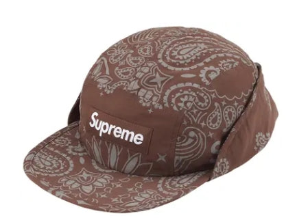 Supreme Reflective Bandana Sunshield Camp Cap Brown