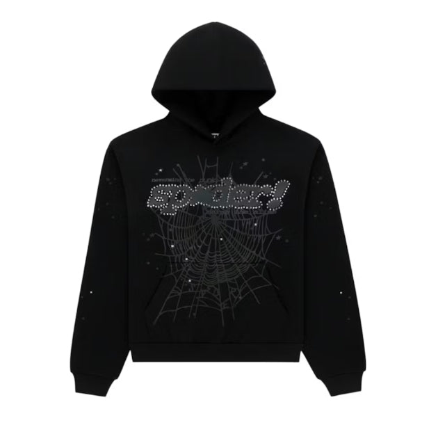 Sp5der Rhinestone Punk V2 Hoodie Black