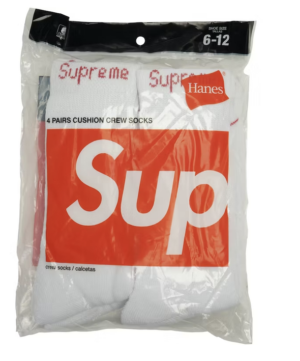 Supreme "4 Pack Socks" White