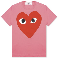 CDG Tee Bright Heart Logo Pink Tee