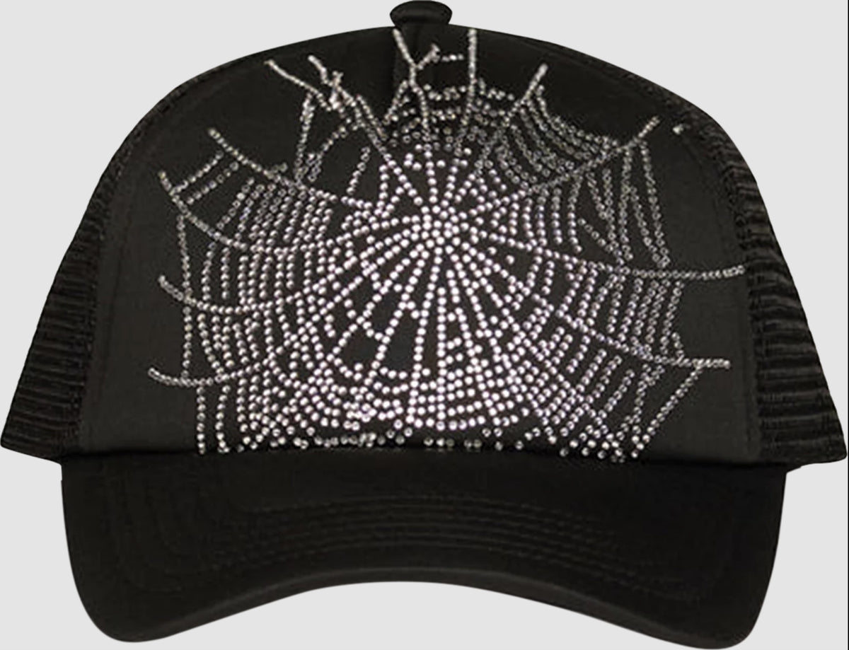 Sp5der Web Rhinestone Trucker Hat 'Black