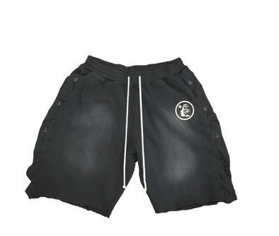 Hellstar Washed Black Snap Shorts