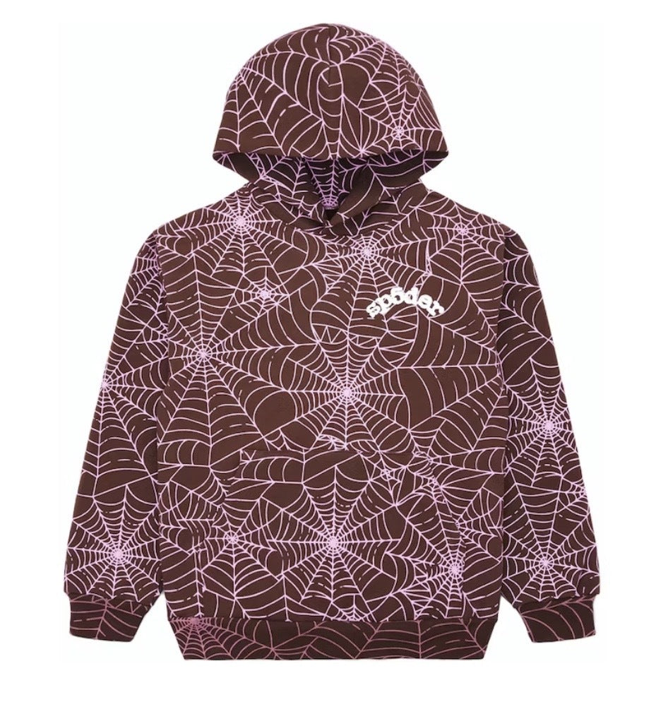 Sp5der "AOP" Hoodie Brown