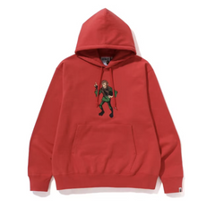 BAPE Ape Graphic Relaxed Fit Pullover Hoodie Red