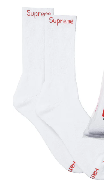 Supreme/Hanes White Crew Socks 1 Pair