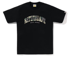 BAPE Yellow 1st Camo Logo Black Tee