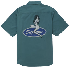 Supreme Rhinestone Pin Up S/S Work Shirt Green